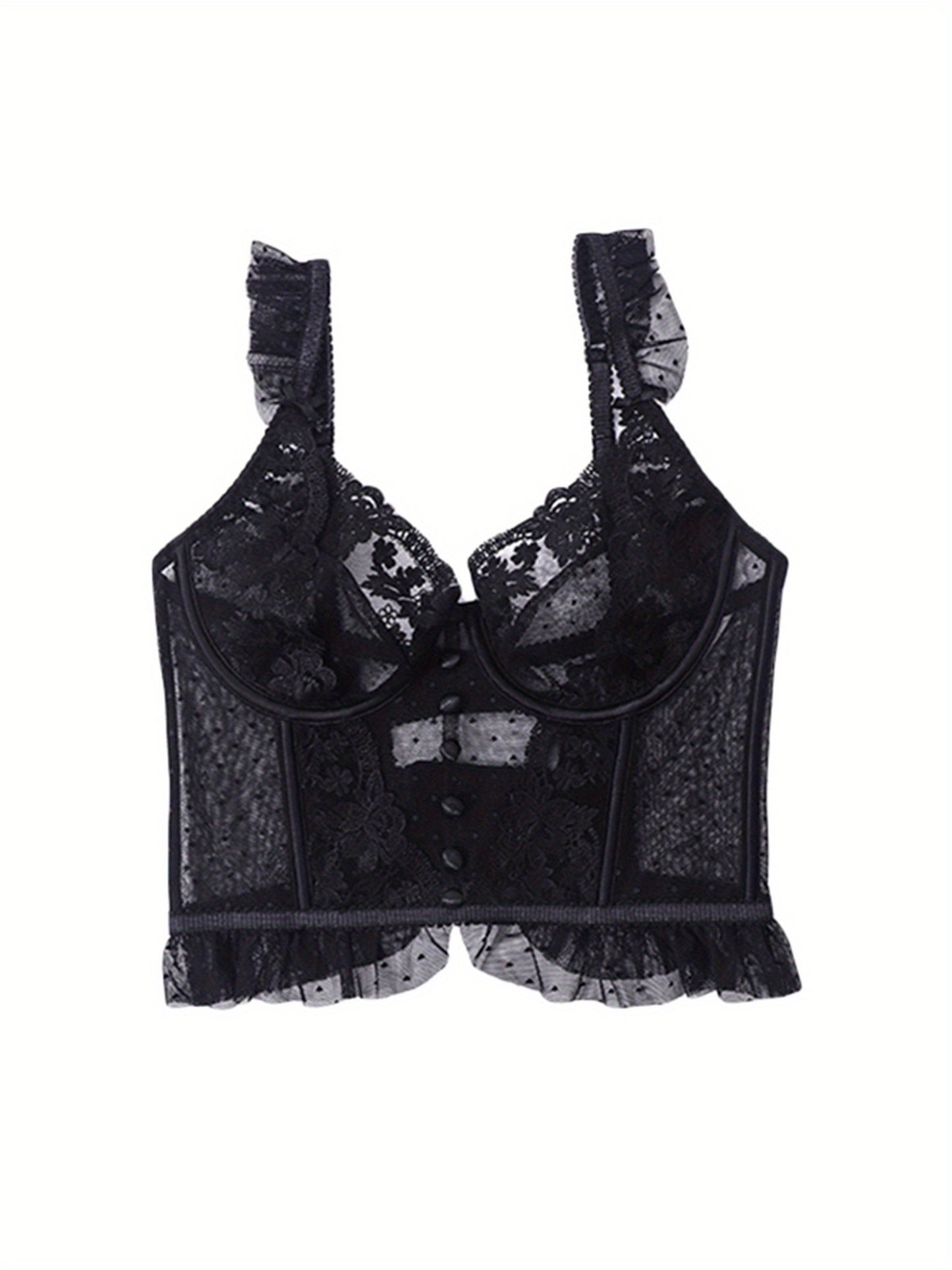 Fleur de Nuit – Sheer Lace Corset Camisole