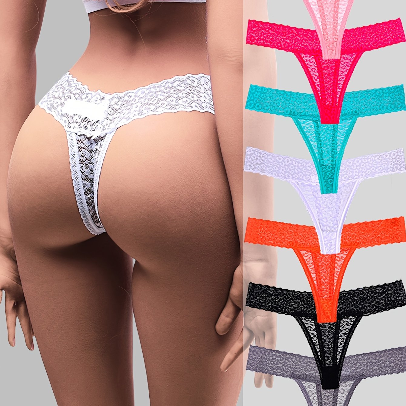 Elegant Leopard Print Lace Thongs Seven Pack For Comfort