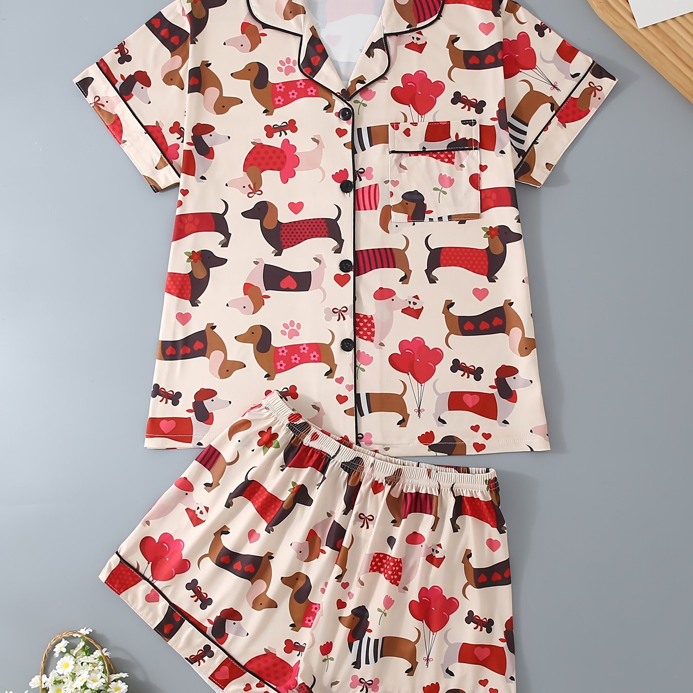 Puppy Love Dreams – Dachshund Delight Pajama Set