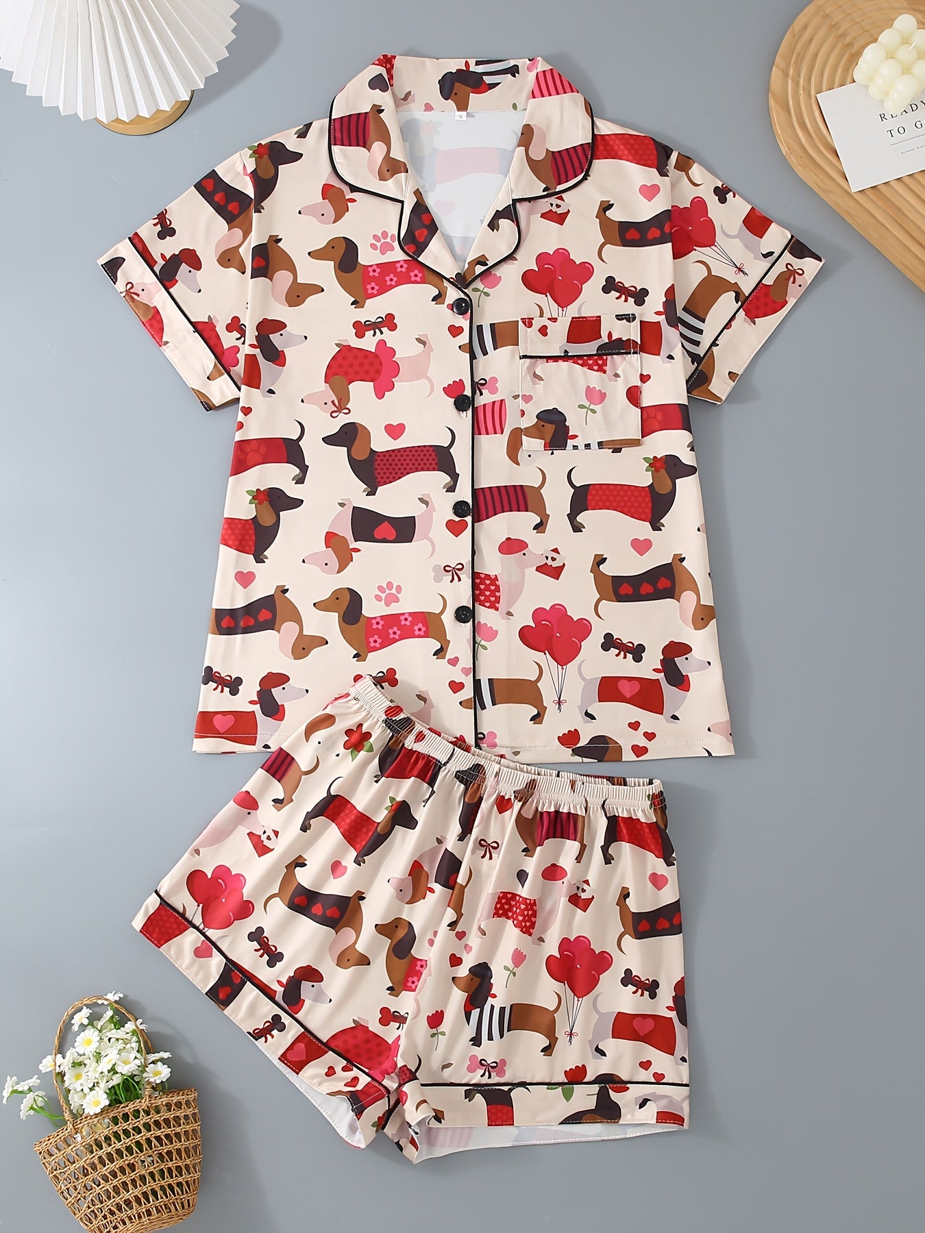 Puppy Love Dreams – Dachshund Delight Pajama Set