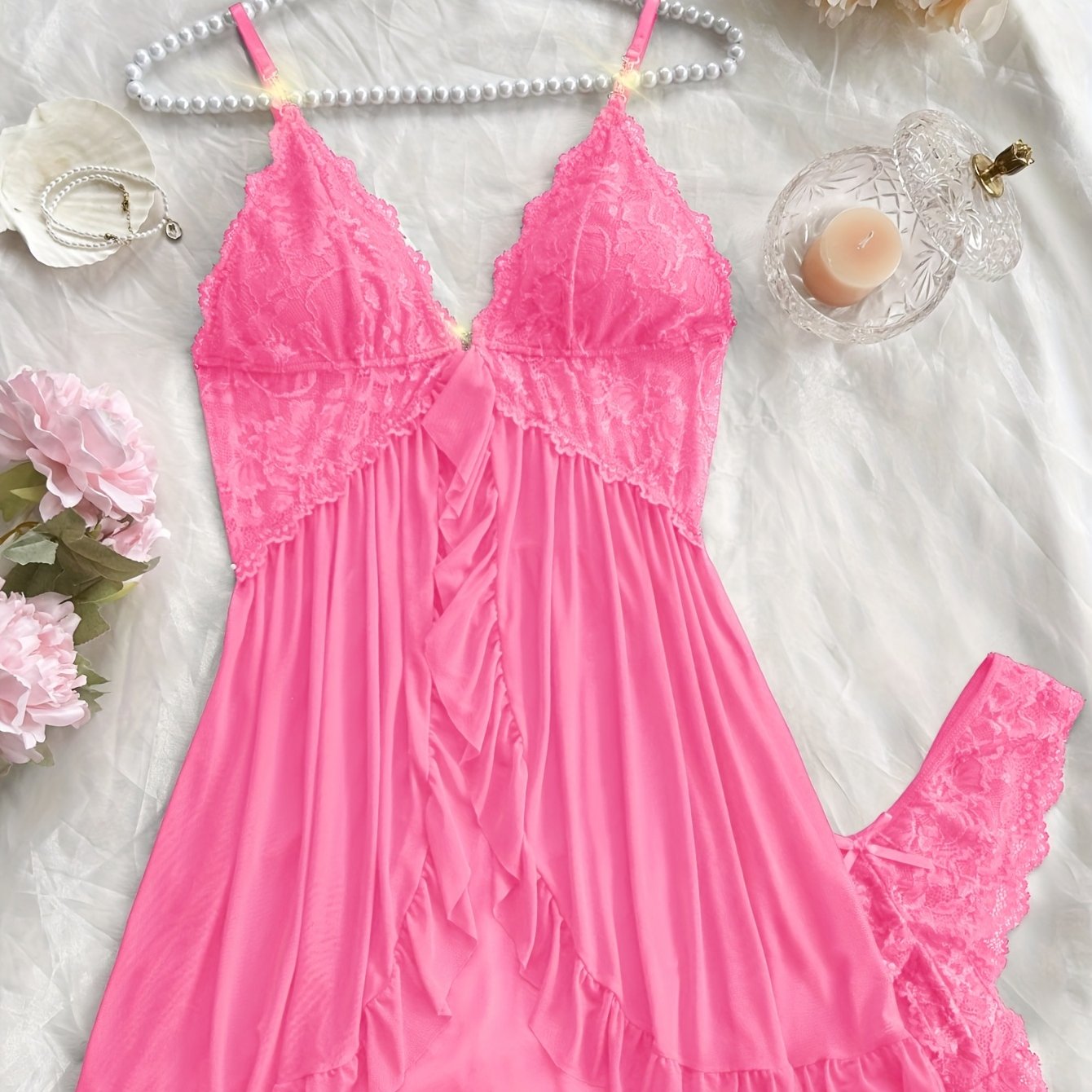 Center Stage – Lace Camisole & Panty Set.