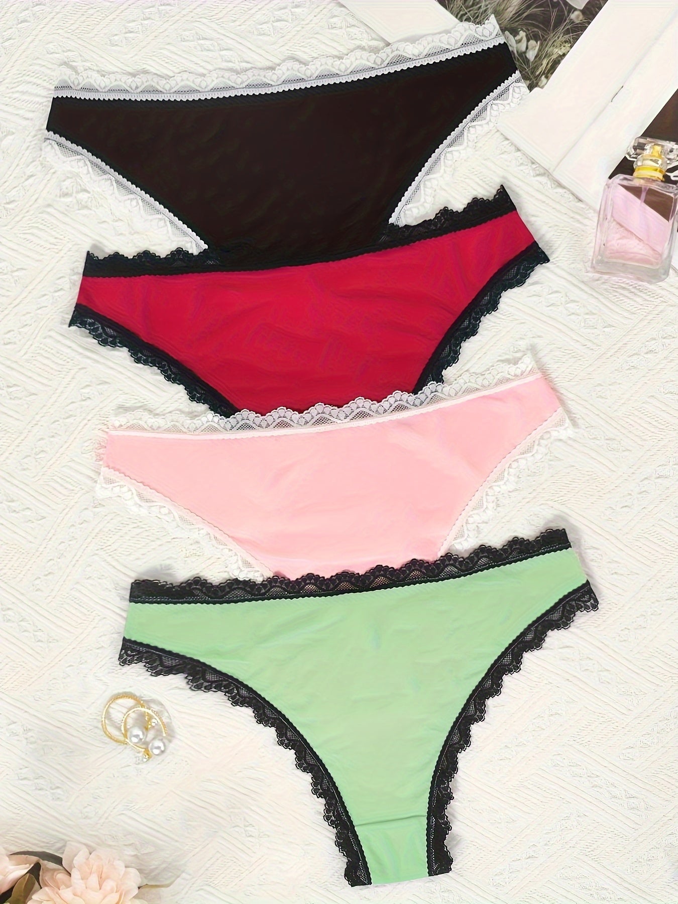 Secret Soirée – For Your Eyes (and Curves) Only - 4-Piece Lace Panty Set