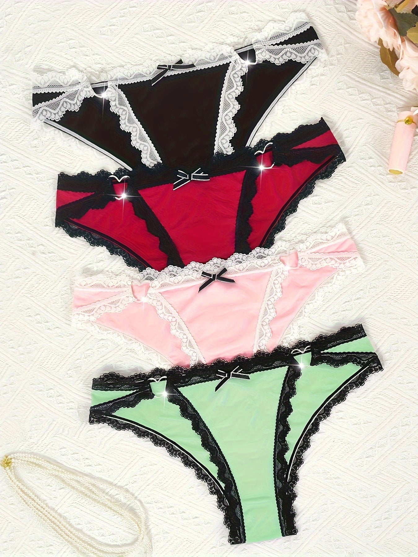 Secret Soirée – For Your Eyes (and Curves) Only - 4-Piece Lace Panty Set