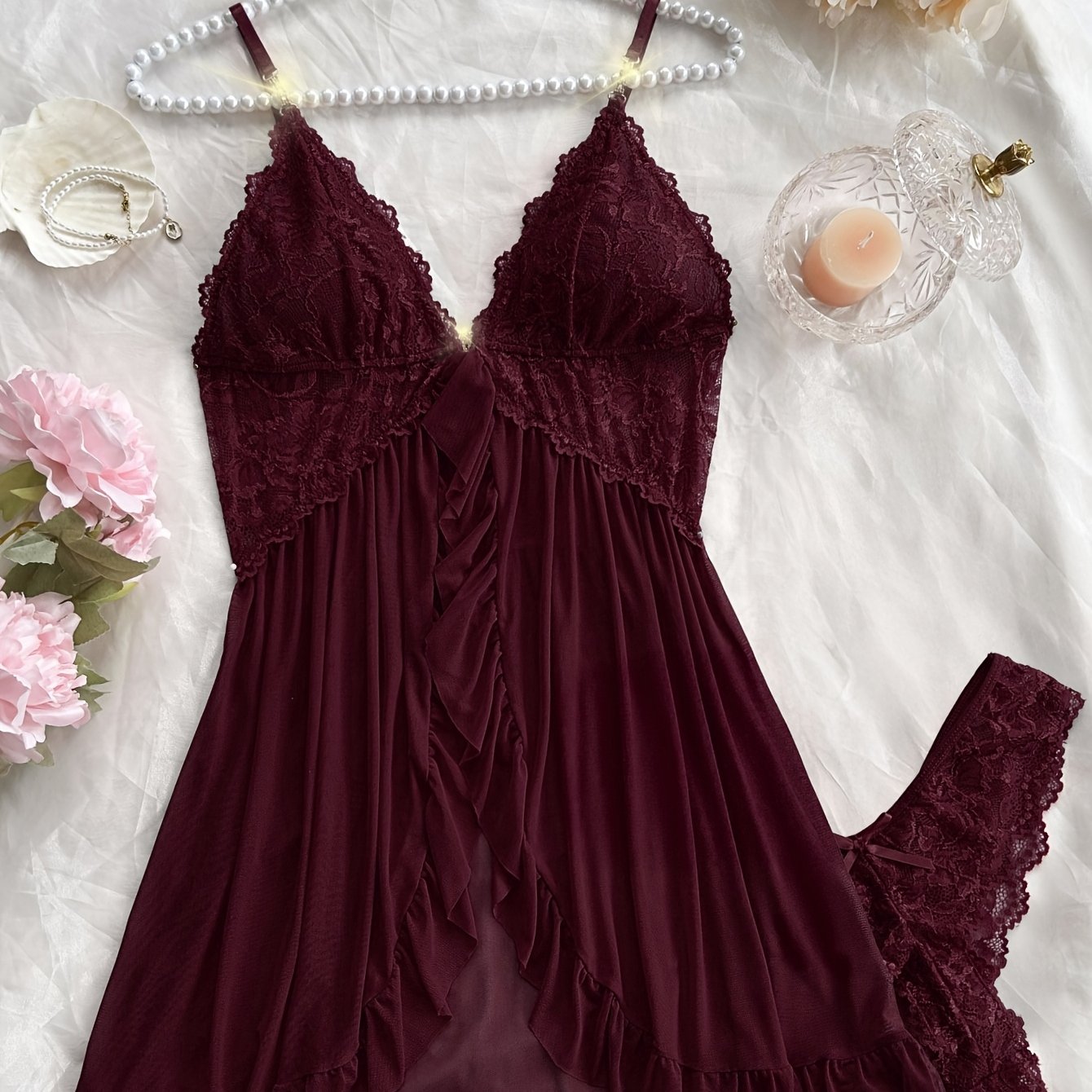 Center Stage – Lace Camisole & Panty Set.