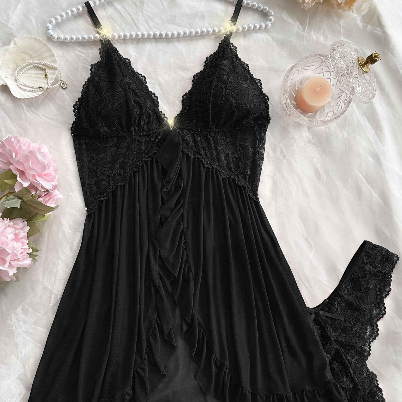 Center Stage – Lace Camisole & Panty Set.