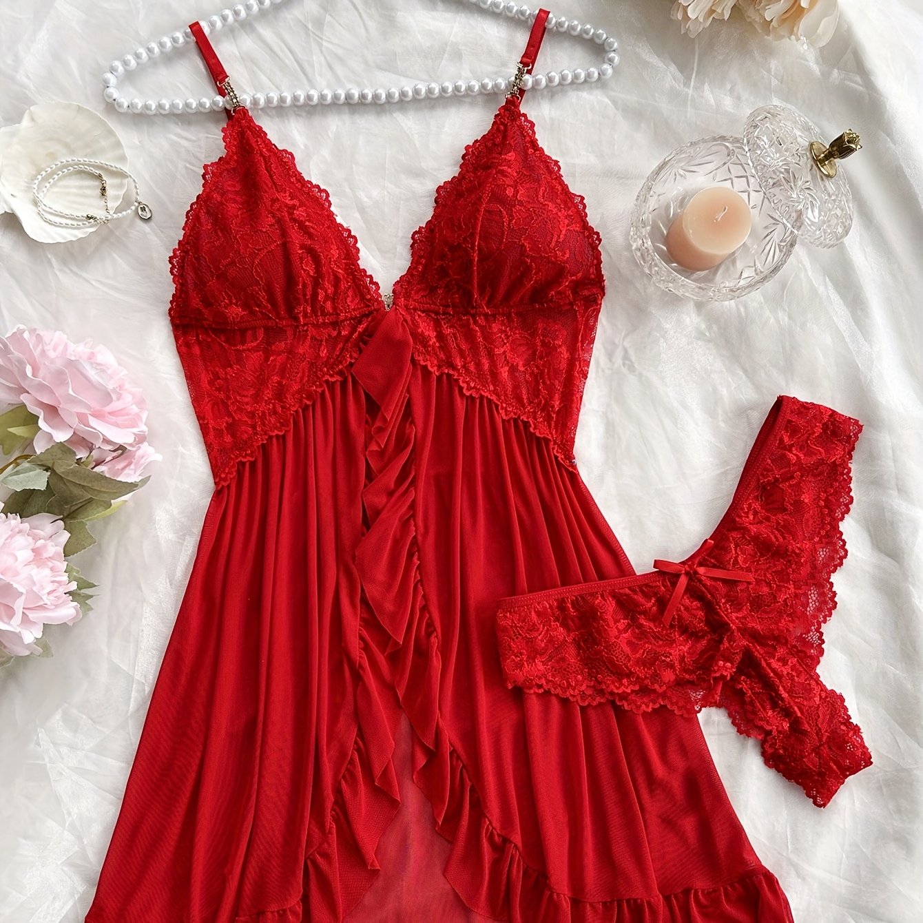 Center Stage – Lace Camisole & Panty Set.