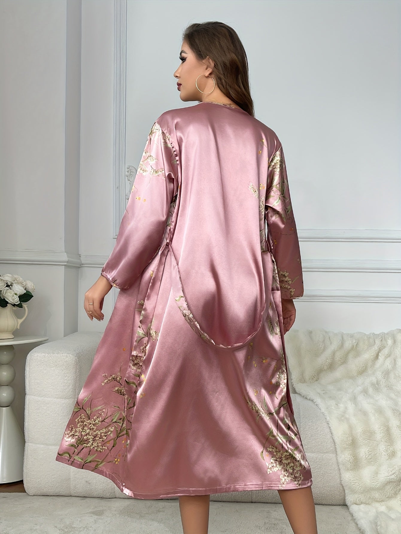 Cherry Bombshell – Camisole Nightgown & Belted Robe Set.