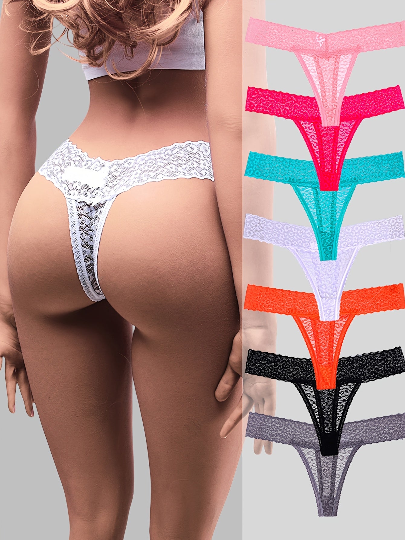 Elegant Leopard Print Lace Thongs Seven Pack For Comfort